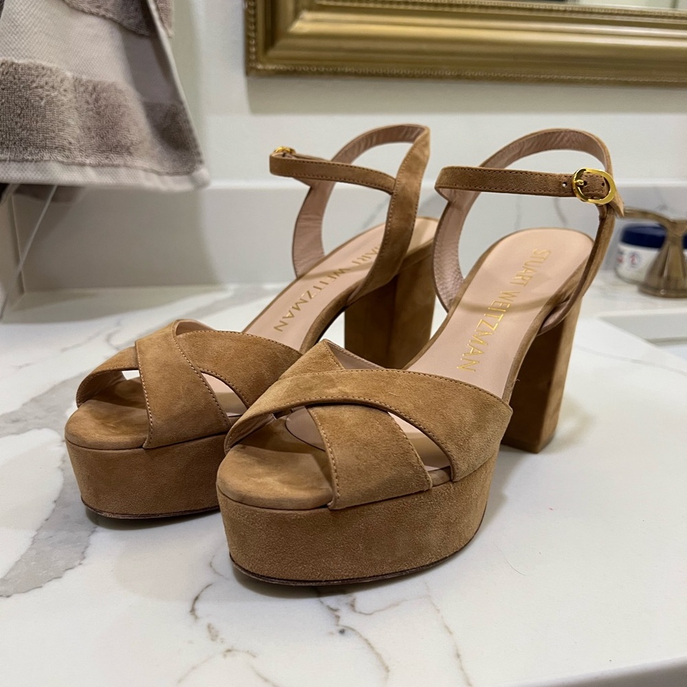 Stuart Weitzman Ivona Tan Suede Platform Heel